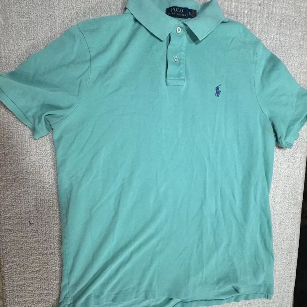 Polo Ralph Lauren Classic Fit Polo Men's XL Mint Green Royal Blue Pony Preppy